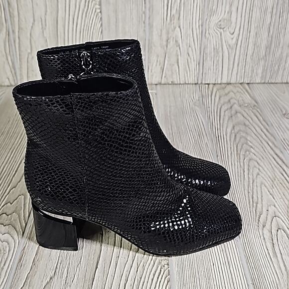 Franco Sarto Marquee Ankle Boot Snake Embossed Black Zip Up Womens Size 5.5 NEW - Picture 3 of 16